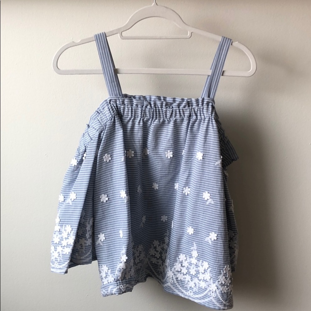 Navy with white flowers blouse